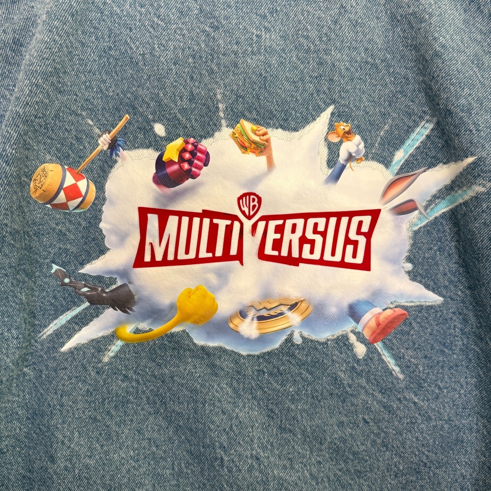 WB Multiversus‎ Denim Varsity Jacket Men Large Game Official Merch Gaming RARE - Picture 9 of 14